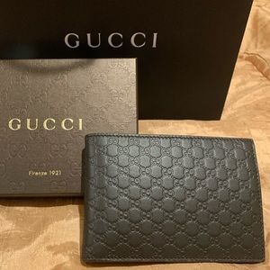 Men’s Classic Brown Leather Gucci GG Print Wallet